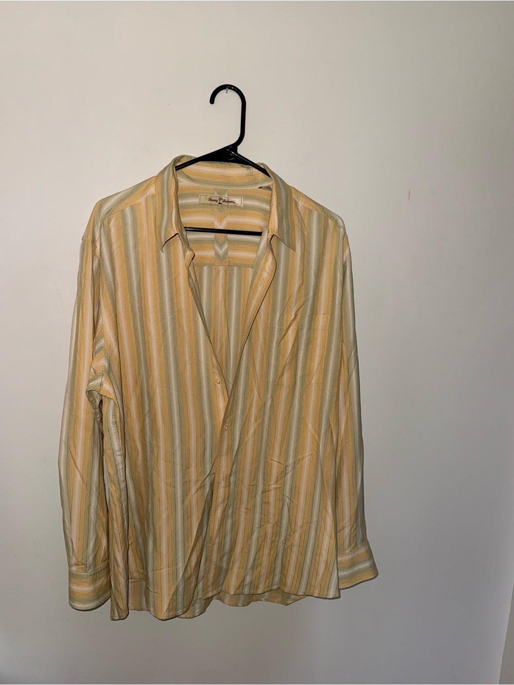 Tommy Bahama Yellow & Cream Striped Silk Button-Down Shirt